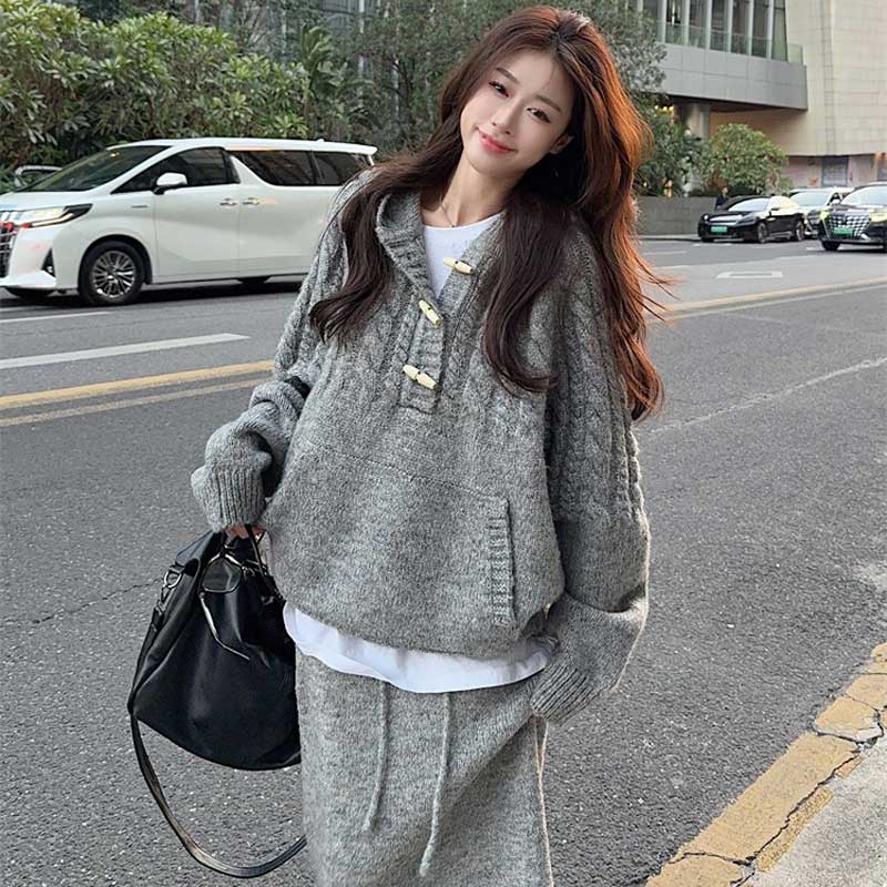 フード付きダッフルニット