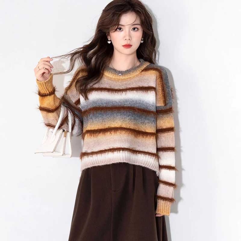 グラデーションボーダーシャギーニット(4colors)