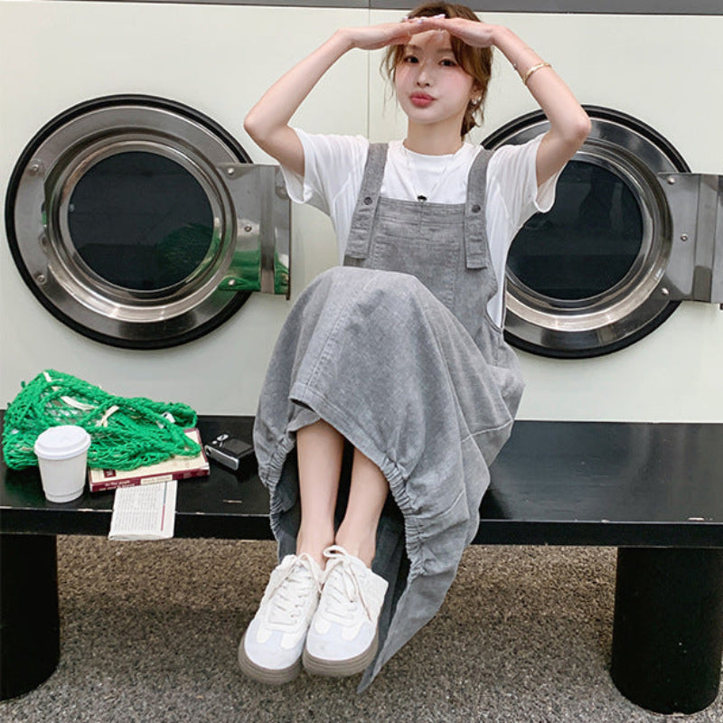 ナチュラルTシャツ×サロペットスカートセットアップ