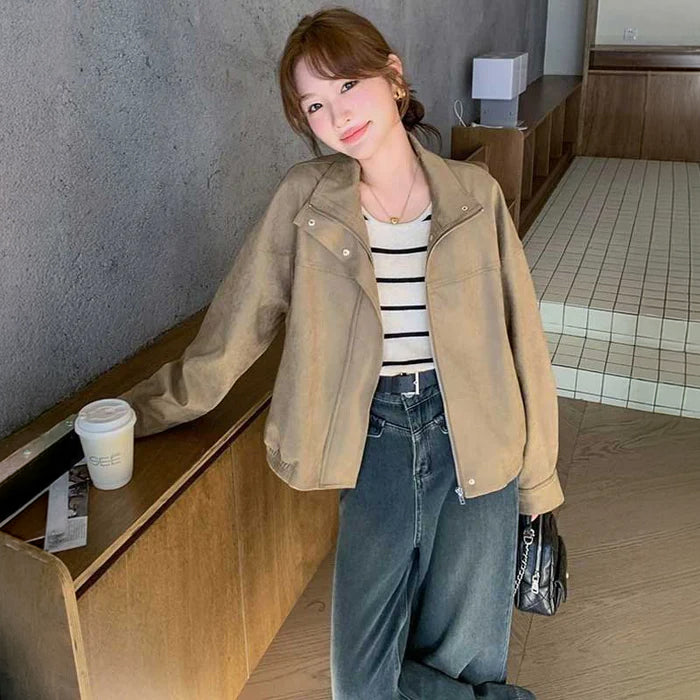 スタンドカラージップアップブルゾン