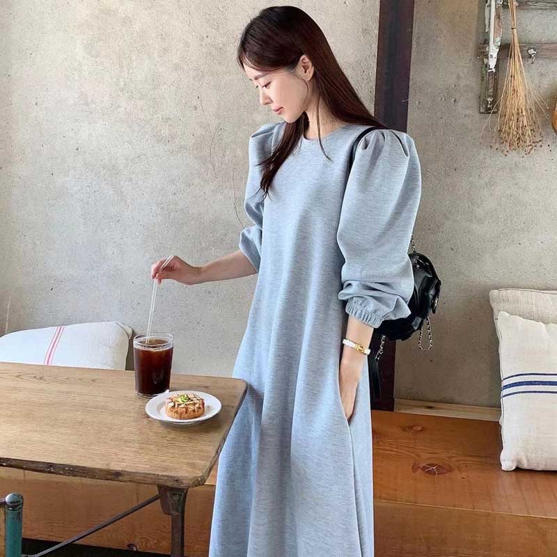 ボリューム袖Aラインワンピース(3colors)