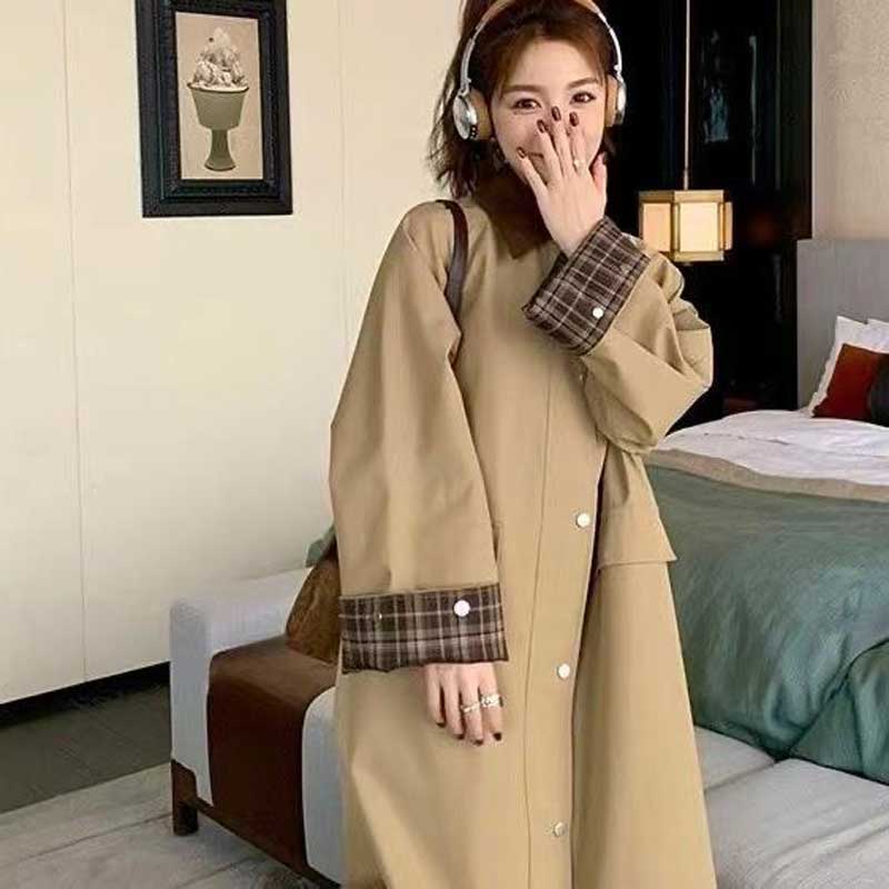 チェックカフストレンチコート