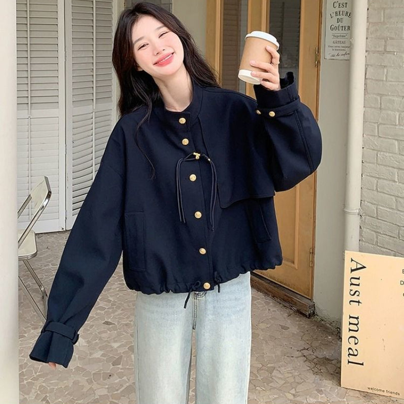 トレンチデザインネイビージャケット