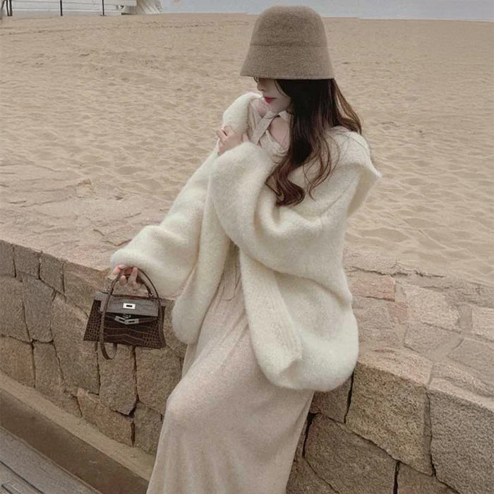 モヘア風ボリュームニットカーディガン