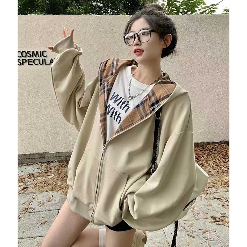 フード裏チェックパーカー(2colors)