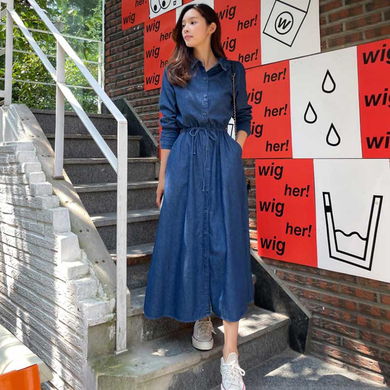 インディゴフレアマキシワンピース