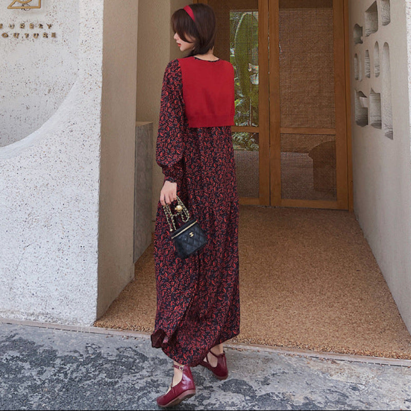 ショール付きスモールフラワーワンピース