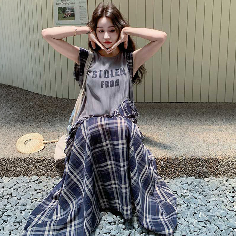 フリル付きロゴTシャツワンピース