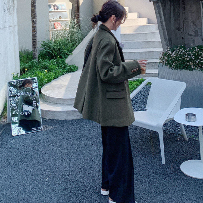 オリーブグリーンウールブレンドジャケット
