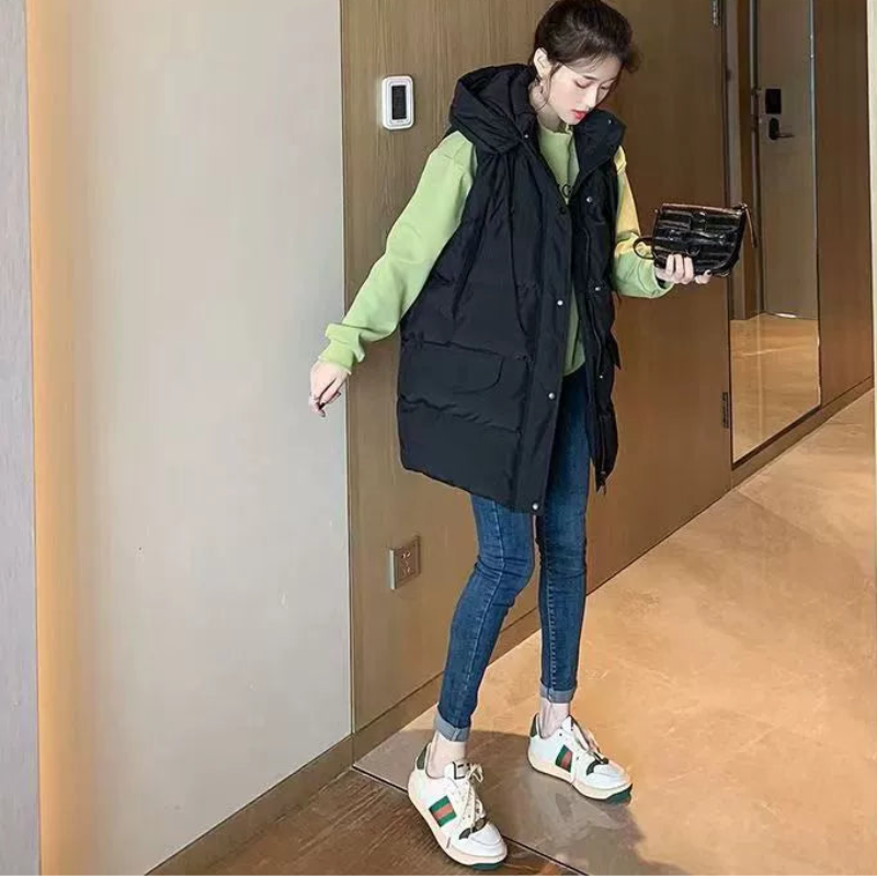 フード付きキルティングベスト(2colors)