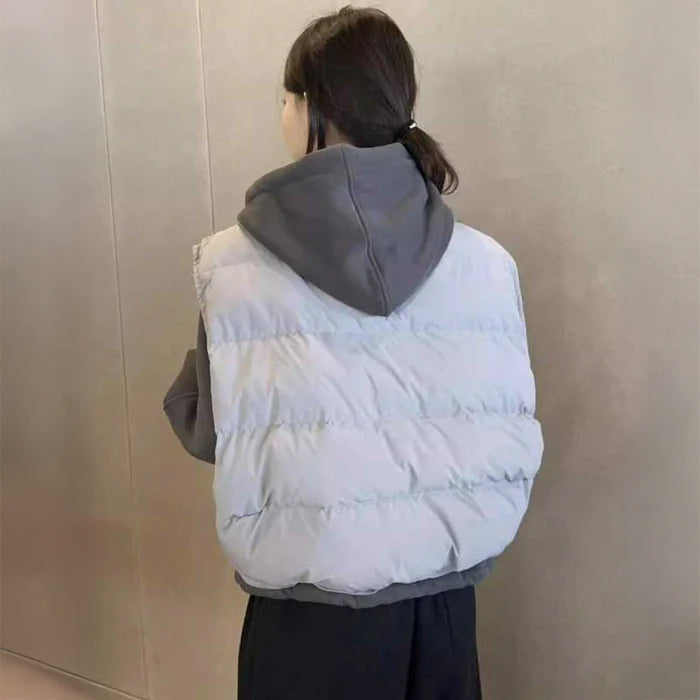 ノーカラーショート丈ダウンベスト(3colors)