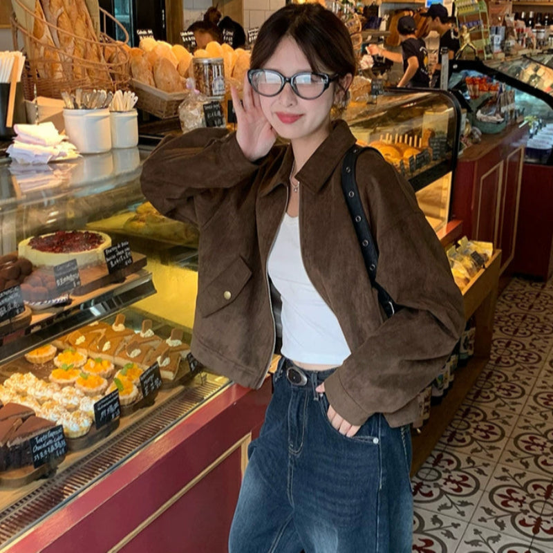 ブラウンフェイクスエードジャケット