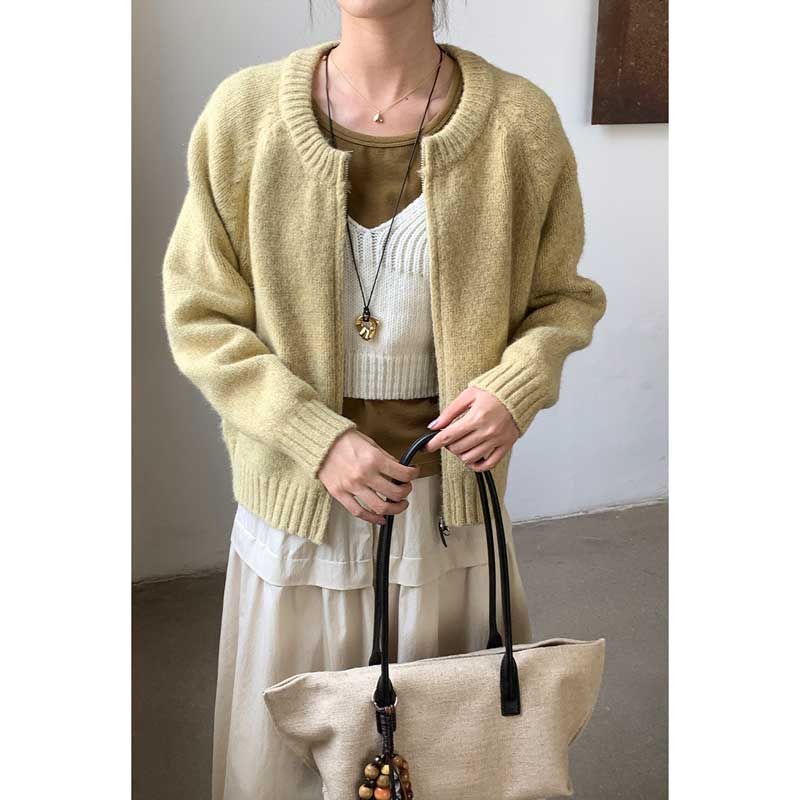 ラウンドネックニットカーディガン(4colors)