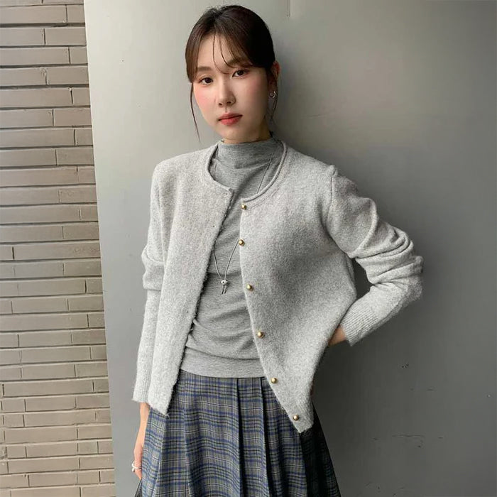 クルーネックベーシックカーディガン(2colors)