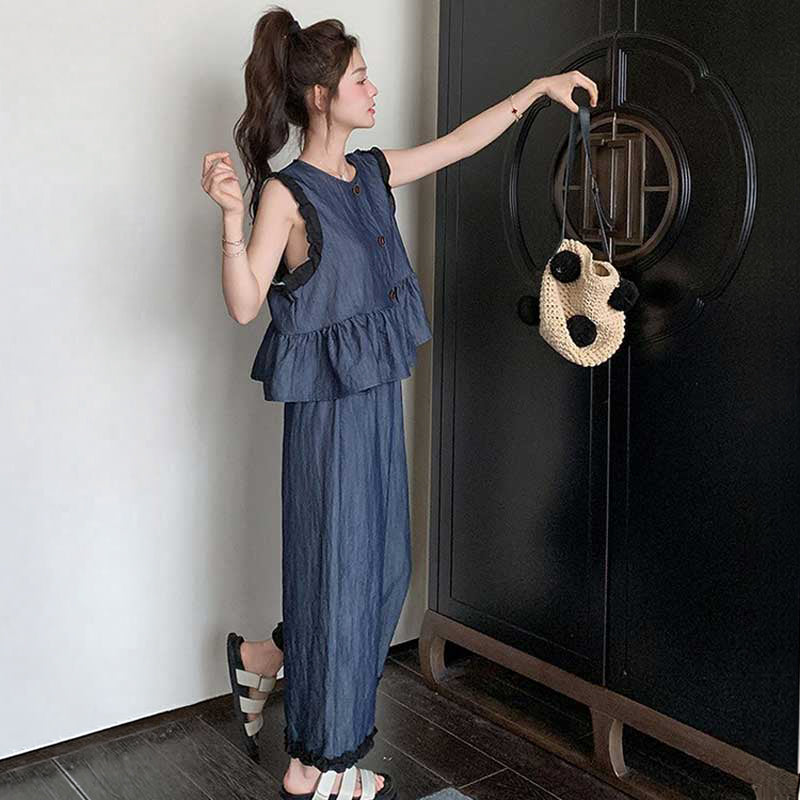 ペプラムデニムセットアップ