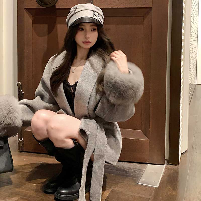 ファーカフスローブコート(2colors)