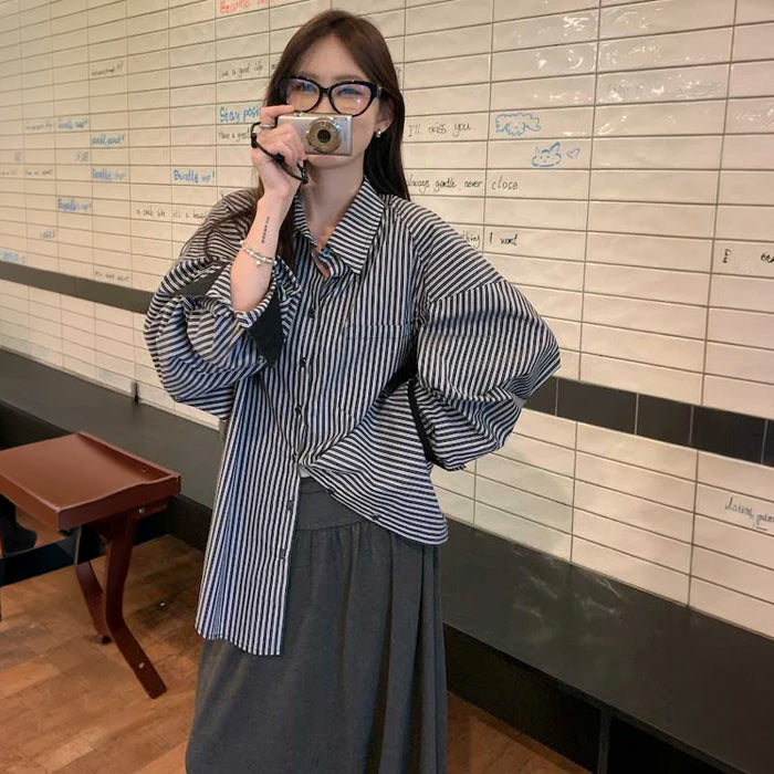 マニッシュストライプオーバーサイズシャツ
