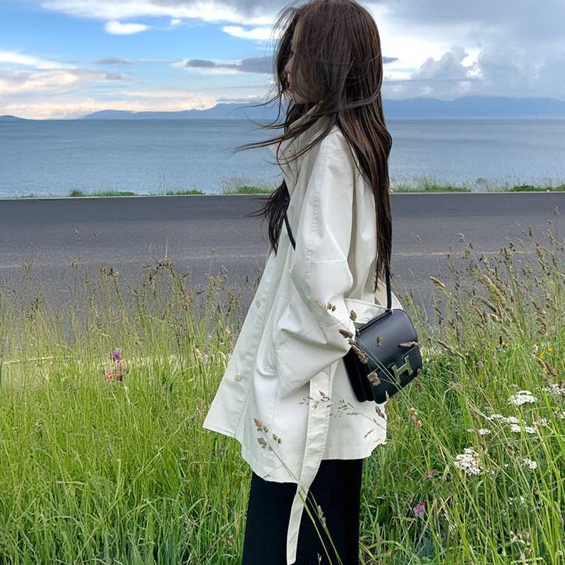 スタンドカラーミドルコート