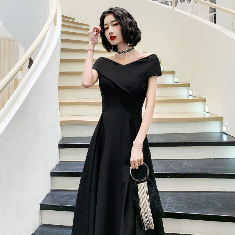 オフショルダーエレガントロングドレス(3colors)