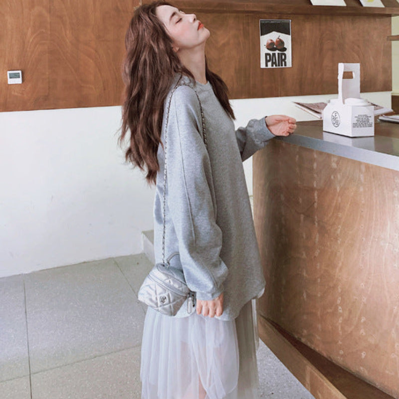 チュールドッキングスウェットワンピース