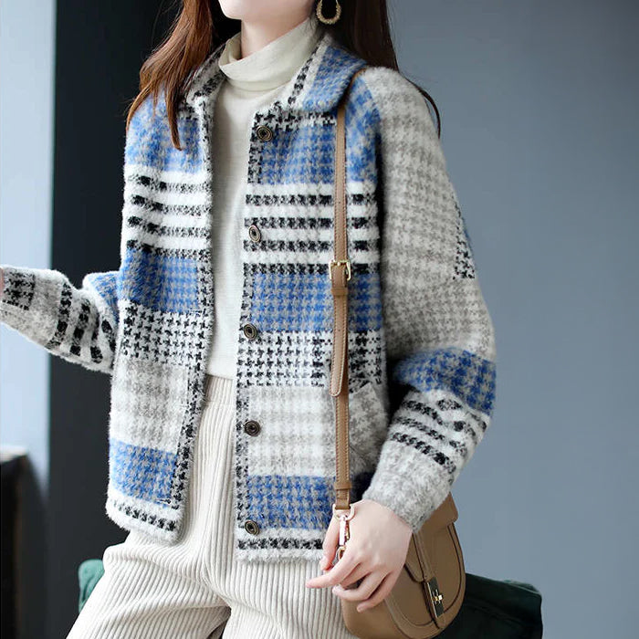 チェックパネル襟付きジャケット