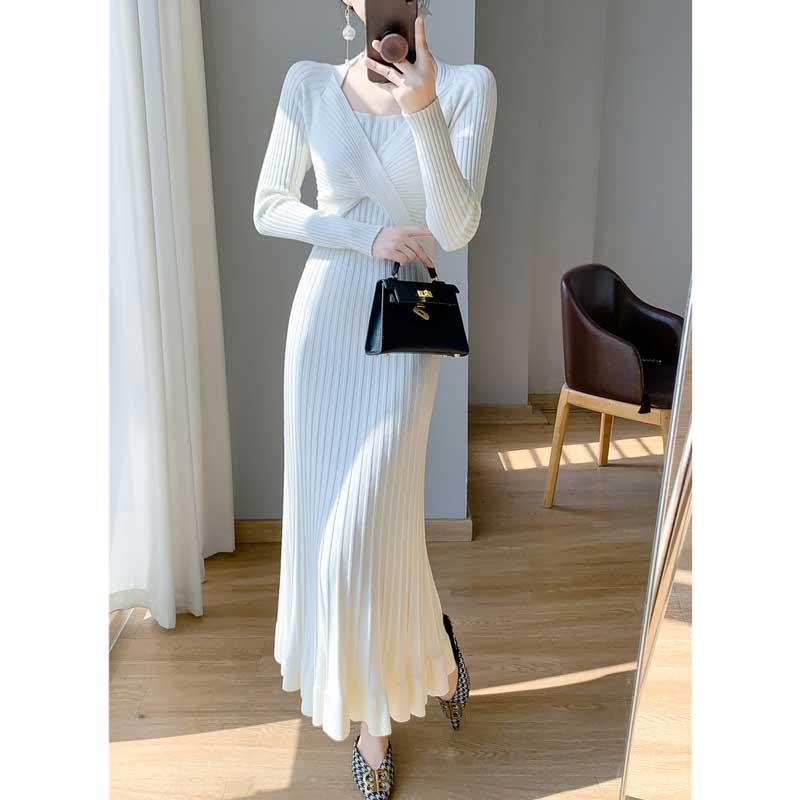 ツイストリブニットワンピース(4colors)