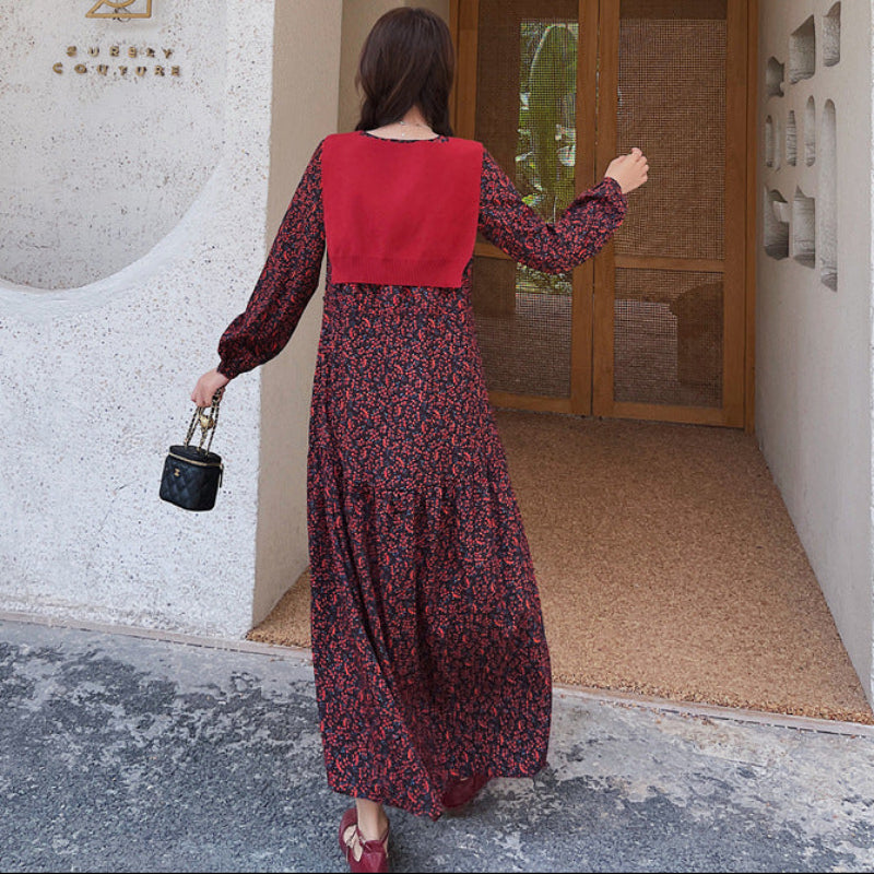 ショール付きスモールフラワーワンピース