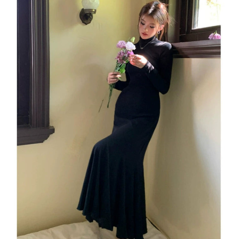 ハイネックマーメイドニットワンピース