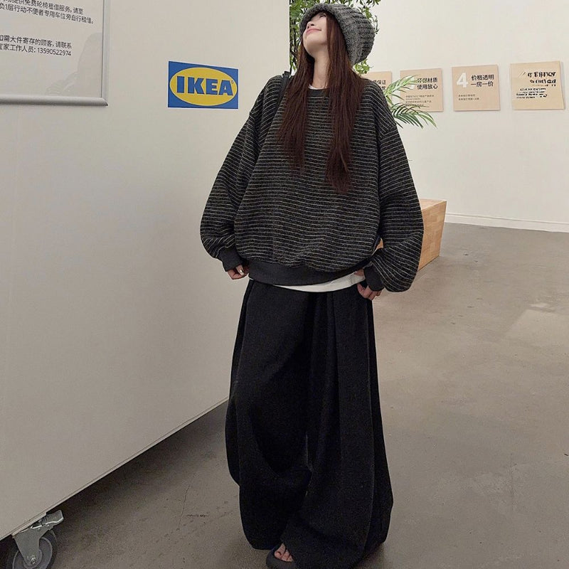 裏起毛ボーダークルーネック