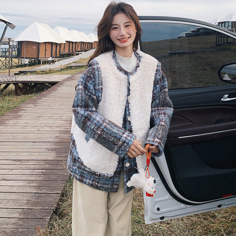 ボアベスト×中綿入りツイードジャケット