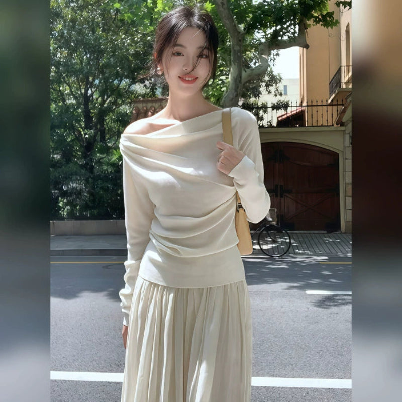 オフショルダーニットトップス