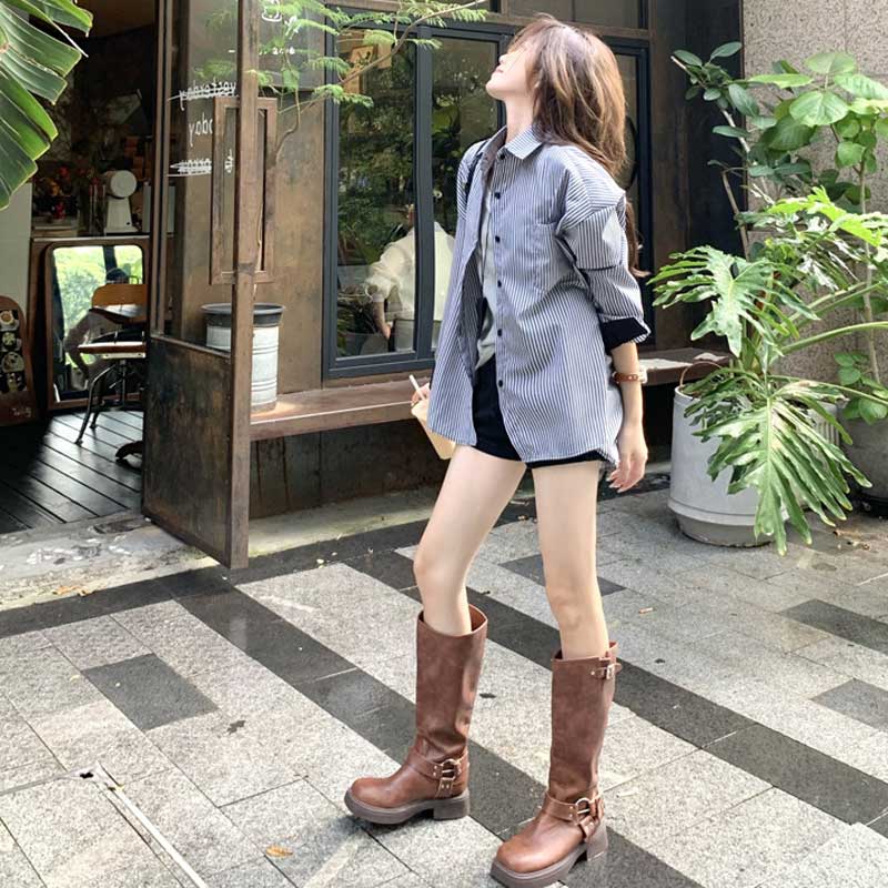 バイカラーストライプオーバーシャツ