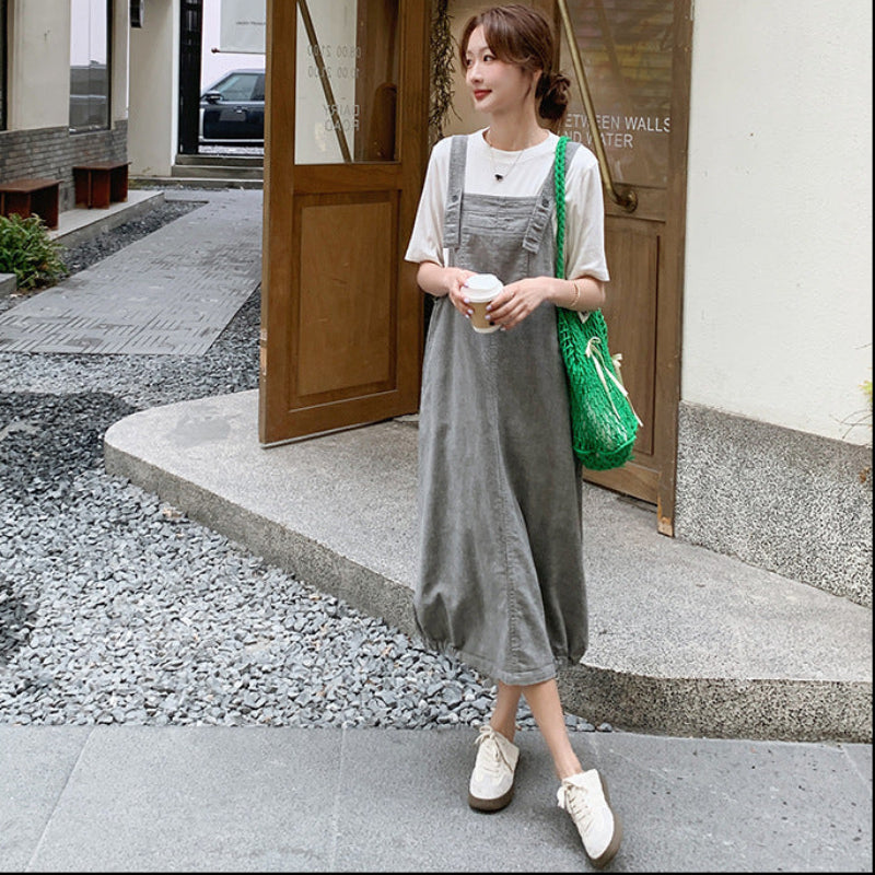 ナチュラルTシャツ×サロペットスカートセットアップ