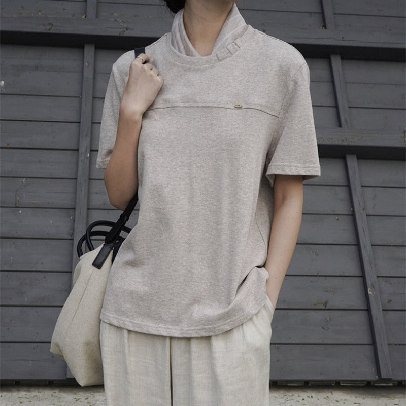 スカーフ付きカラーデザインTシャツ (3colors)
