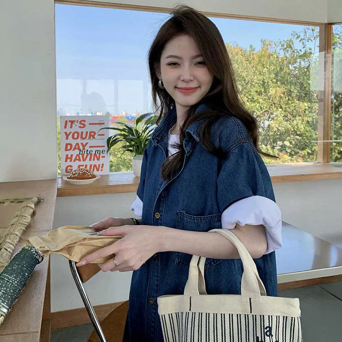 ワークスタイルデニムシャツワンピース