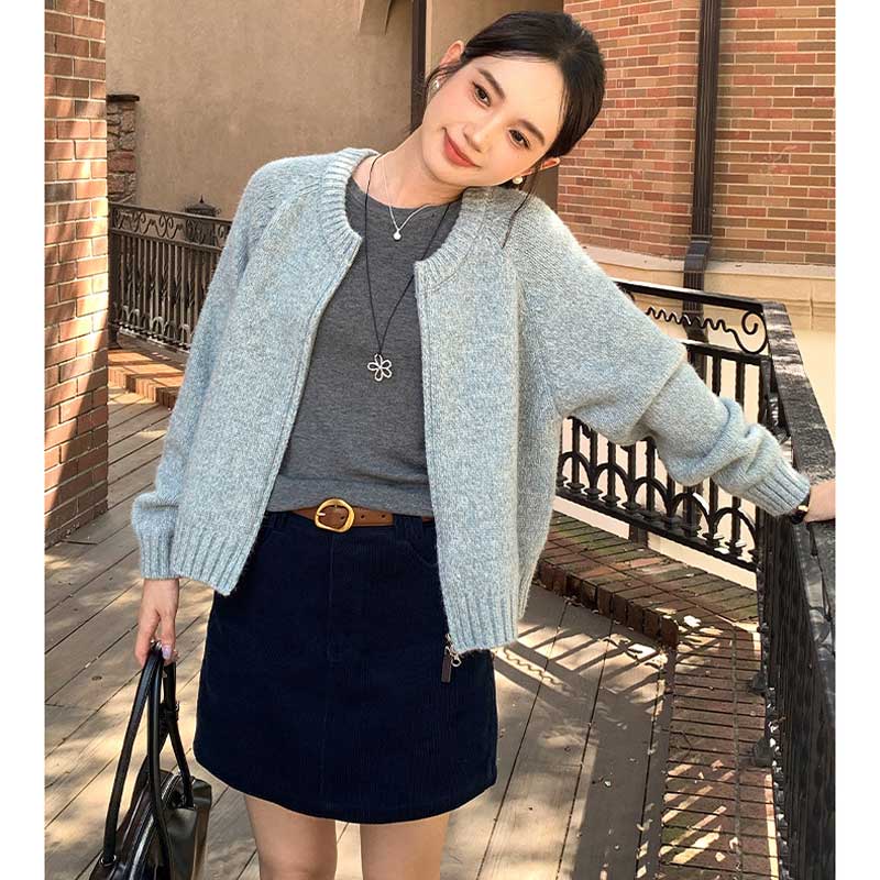 ラウンドネックニットカーディガン(4colors)