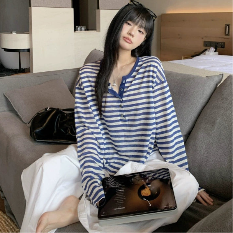 ストライプヘンリーロングTシャツ