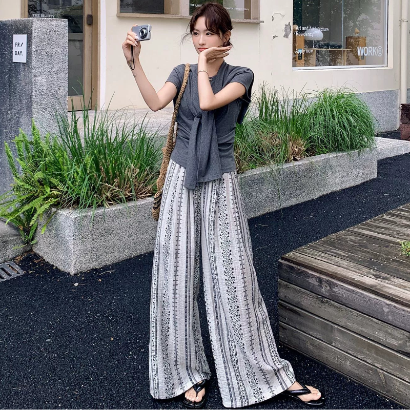 ショール×Tシャツ×ボタニカルリゾートパンツセット