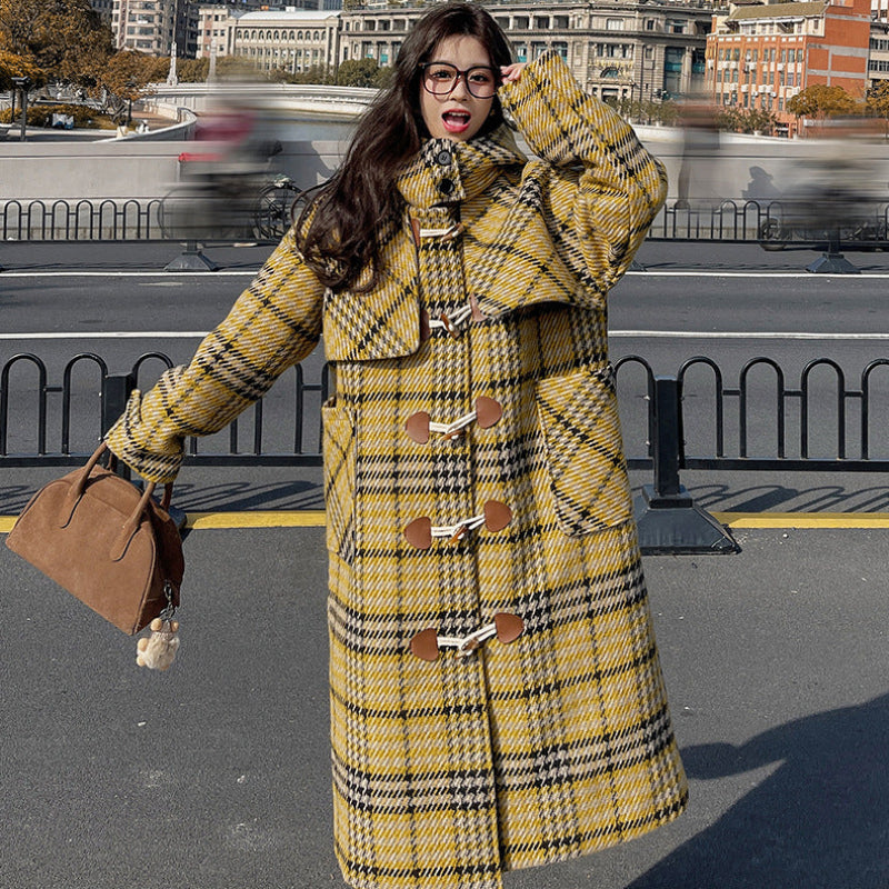 イエローチェックダッフルコート