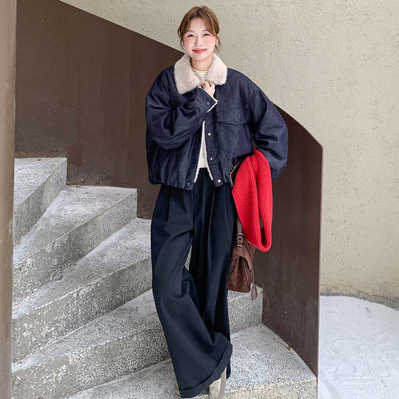 ボアカラーインディゴデニムジャケット