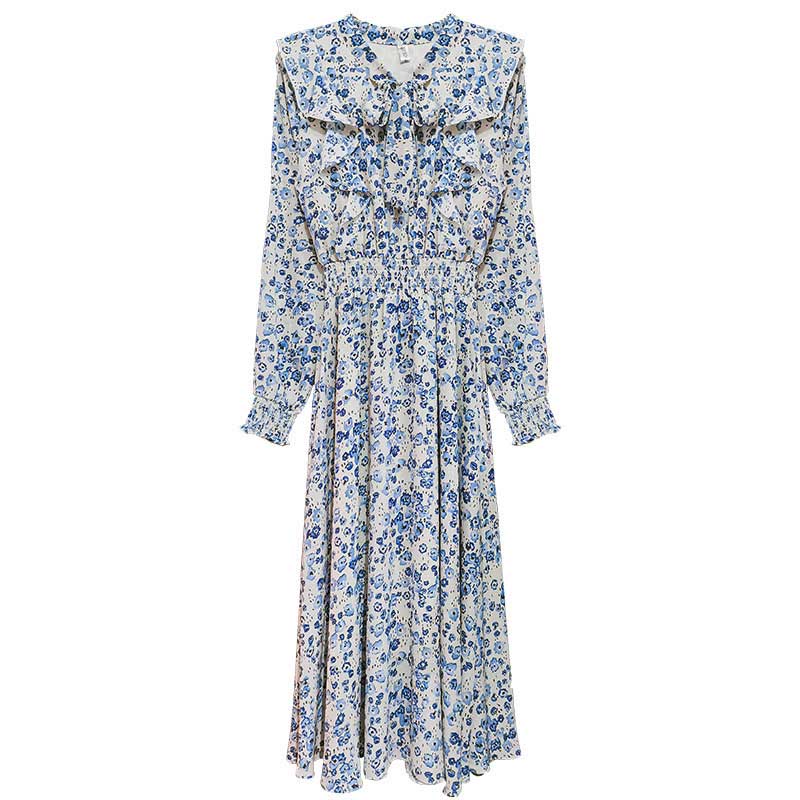 小花柄ボウタイフリルワンピース(3colors)