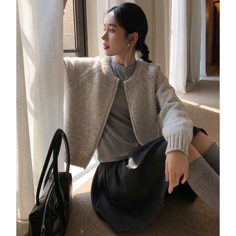 ラウンドネックニットカーディガン(4colors)