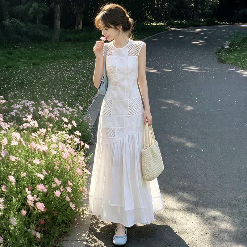 パッチワーク切り替えワンピース