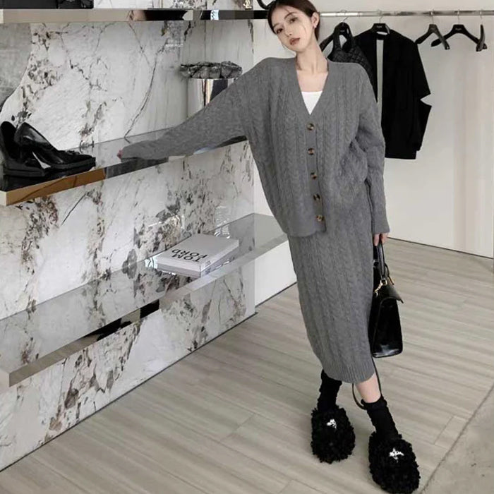 ケーブルルーズニットセットアップ(2colors)