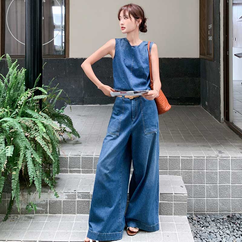ノースリーブワイドデニムセットアップ