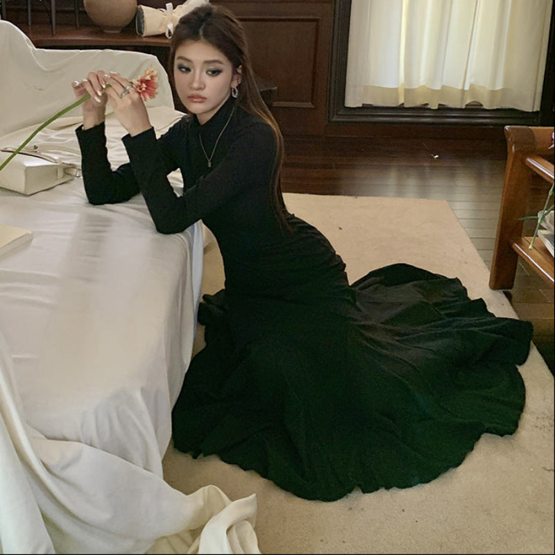 ハイネックマーメイドニットワンピース