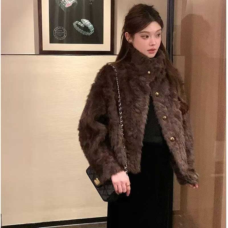 ボリュームエコファーショートコート(2colors)