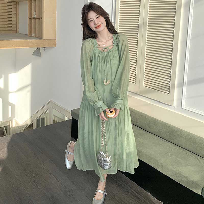 シフォンギャザーワンピース