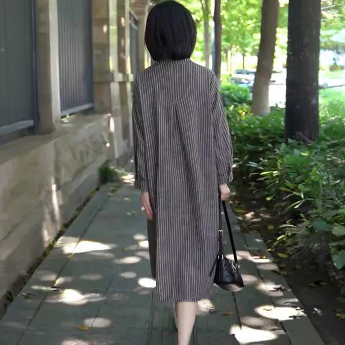 ピンストライプシャツワンピース