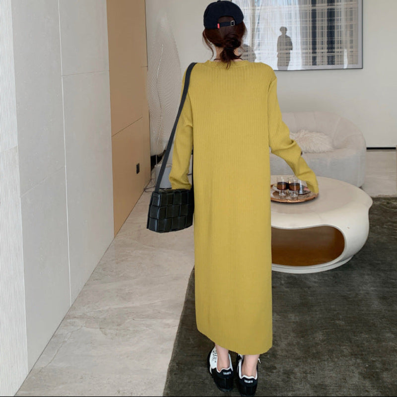 Vネックリラクシーロングニットワンピース(2colors)